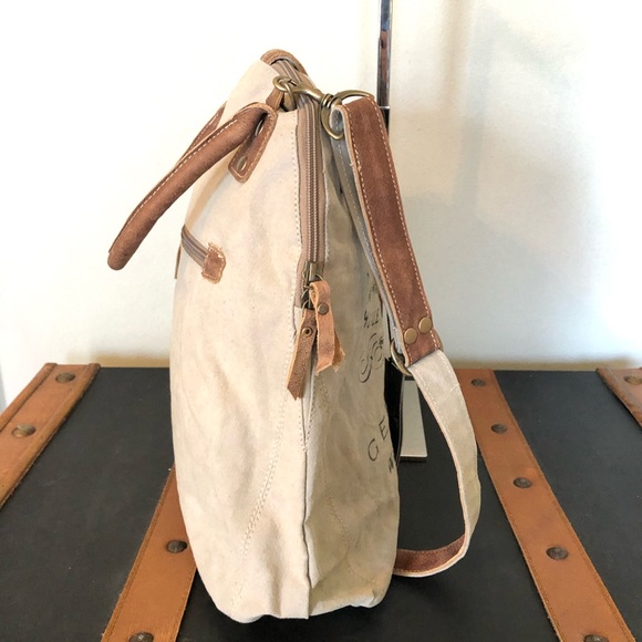 Myra upcycled Canvas Gerster Shoulder Bag Purse - Picture 7 of 8